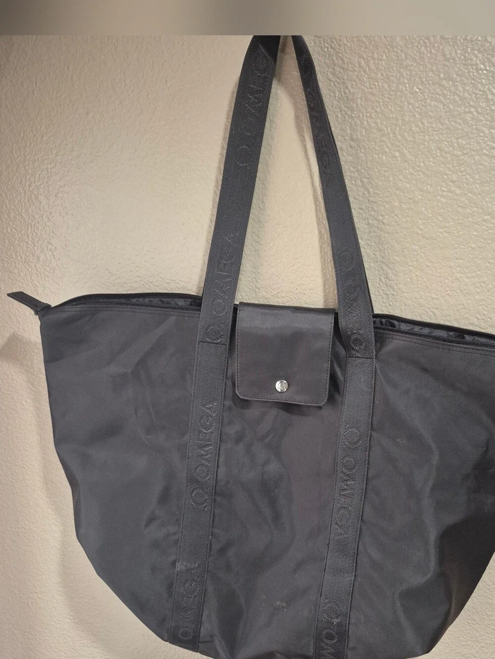 Omega BrownNylon Duffel Tote with Branded Straps
